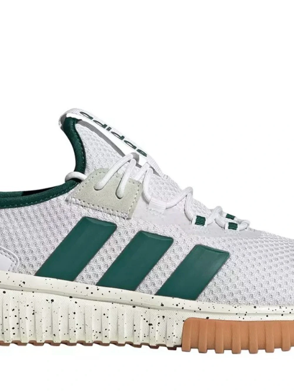 adidas White Sneakers with Dark Green Stripes and Gum Accents